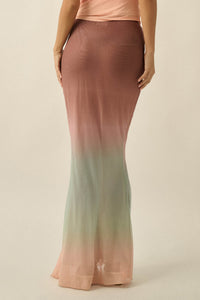 Before Sunset Ombre Mesh Ruched Mermaid Maxi Skirt - ShopPromesa