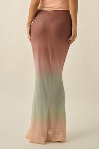 Before Sunset Ombre Mesh Ruched Mermaid Maxi Skirt - ShopPromesa