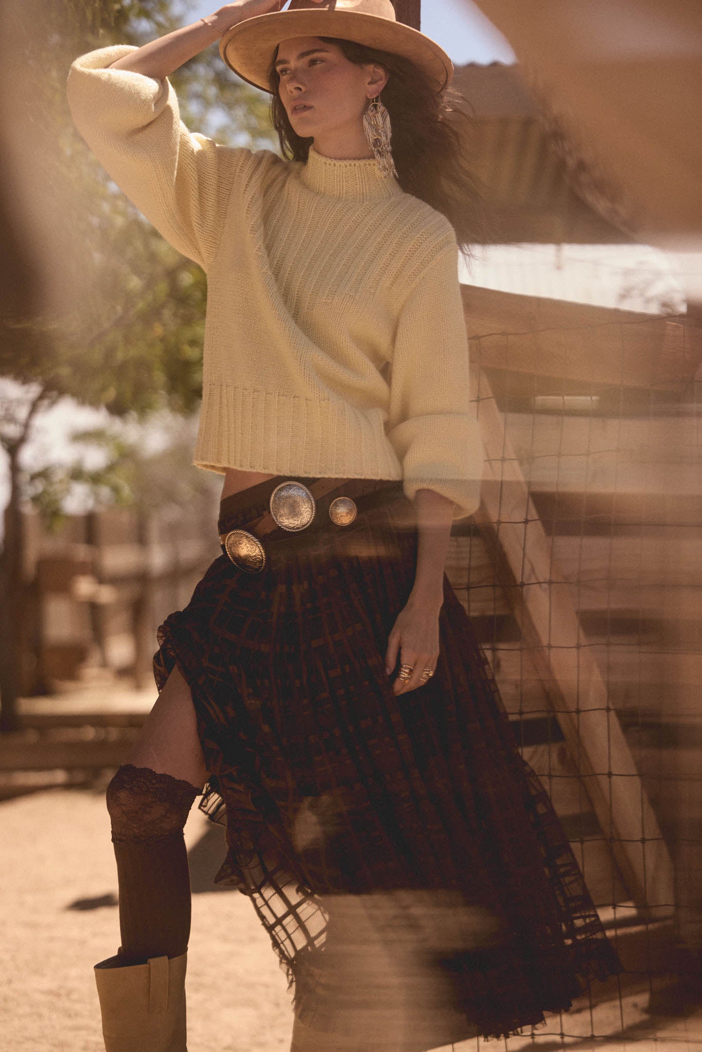 Crossed Lines Plaid Tulle Tiered Ruffle Maxi Skirt - ShopPromesa