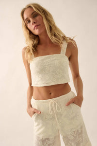 Air I Breathe Floral Net Lace Cropped Tank Top - ShopPromesa