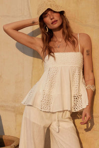 Radiant Soul Lace-Inset Babydoll Cami Top - ShopPromesa