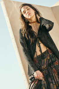 Lost in the Moment Floral Lace Tie-Front Top - ShopPromesa