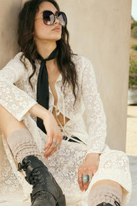 Lost in the Moment Floral Lace Tie-Front Top - ShopPromesa