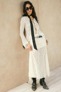 Lost in the Moment Floral Lace Tie-Front Top - ShopPromesa