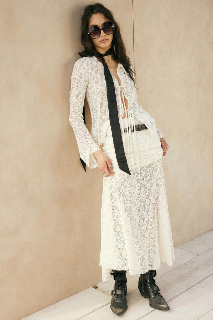 Lost in the Moment Floral Lace Tie-Front Top - ShopPromesa