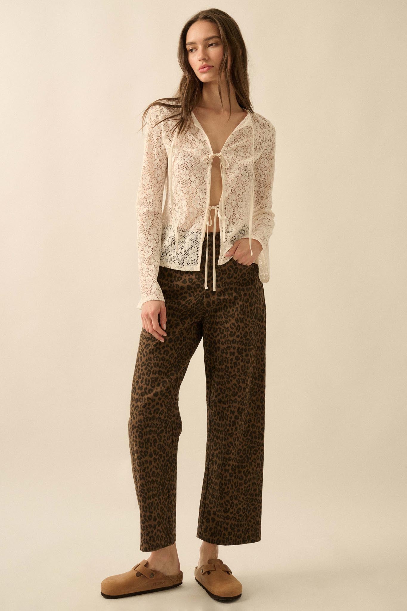 Lost in the Moment Floral Lace Tie-Front Top - ShopPromesa