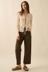 Lost in the Moment Floral Lace Tie-Front Top - ShopPromesa