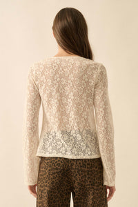 Lost in the Moment Floral Lace Tie-Front Top - ShopPromesa