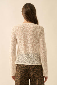 Lost in the Moment Floral Lace Tie-Front Top - ShopPromesa
