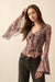 Rose Knows Floral Mesh Tie-Front Bell-Sleeve Top - ShopPromesa