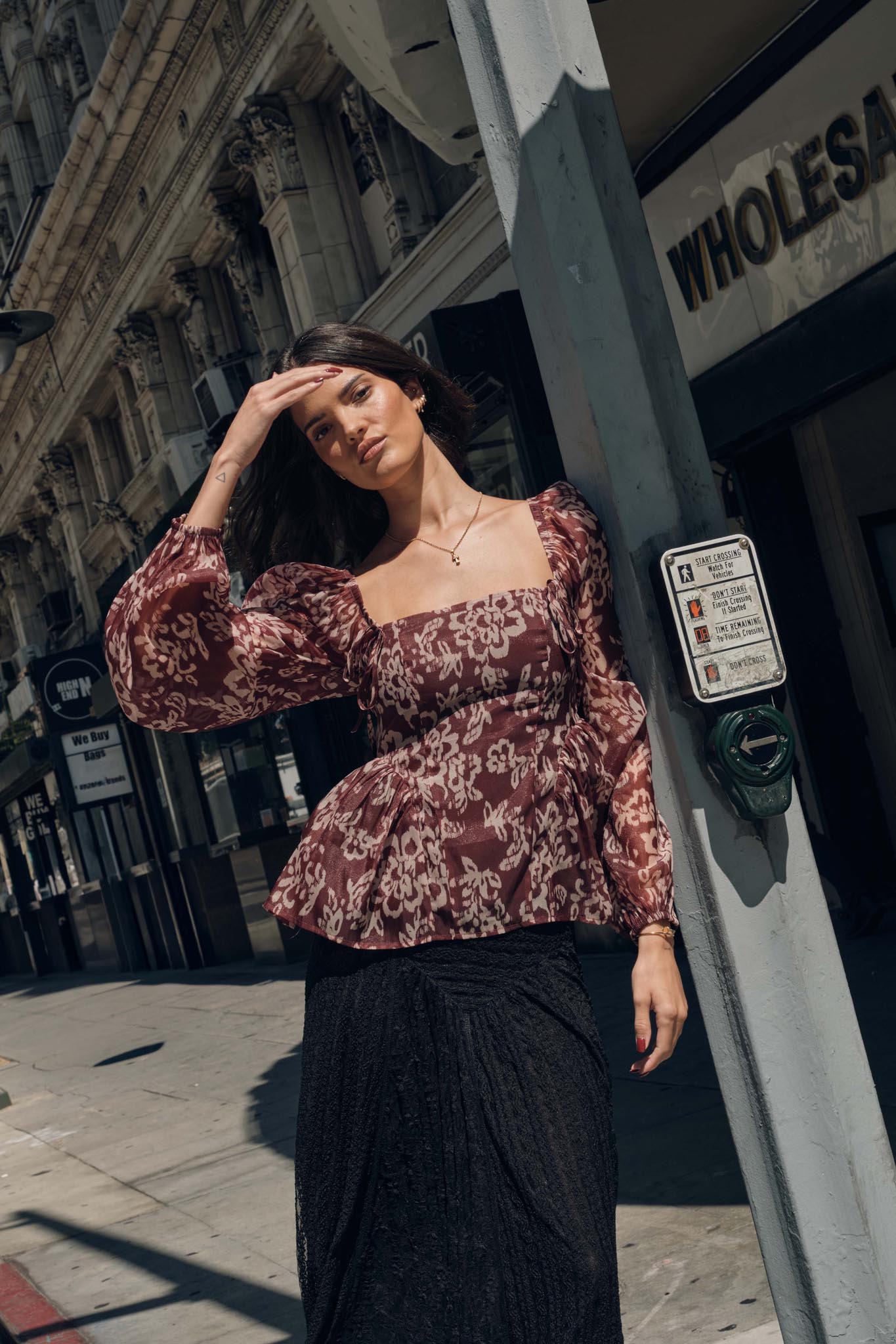 Bloom with Grace Floral Organza Peplum Peasant Top