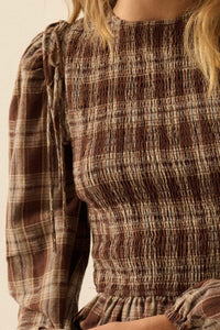 Come Together Plaid Detachable-Sleeve Peasant Top - ShopPromesa