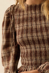 Come Together Plaid Detachable-Sleeve Peasant Top - ShopPromesa