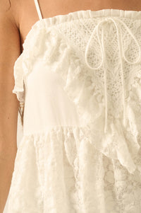 Frill Seeker Ruffled Floral Lace Babydoll Cami Top - ShopPromesa