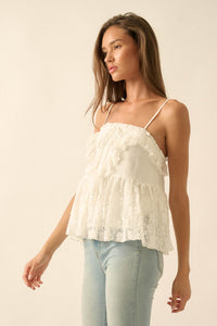 Frill Seeker Ruffled Floral Lace Babydoll Cami Top - ShopPromesa