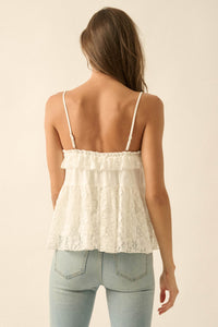 Frill Seeker Ruffled Floral Lace Babydoll Cami Top - ShopPromesa