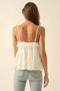 Frill Seeker Ruffled Floral Lace Babydoll Cami Top - ShopPromesa