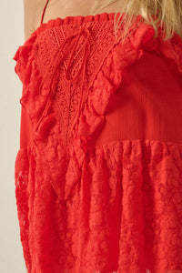 Frill Seeker Ruffled Floral Lace Babydoll Cami Top - ShopPromesa