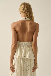 Hit the Spot Polka Dot Peplum Halter Top - ShopPromesa