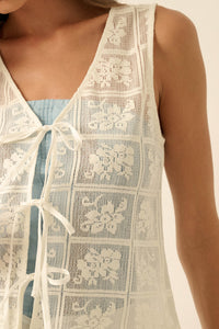 Gentle Soul Floral Lace Tie-Front Vest Top - ShopPromesa