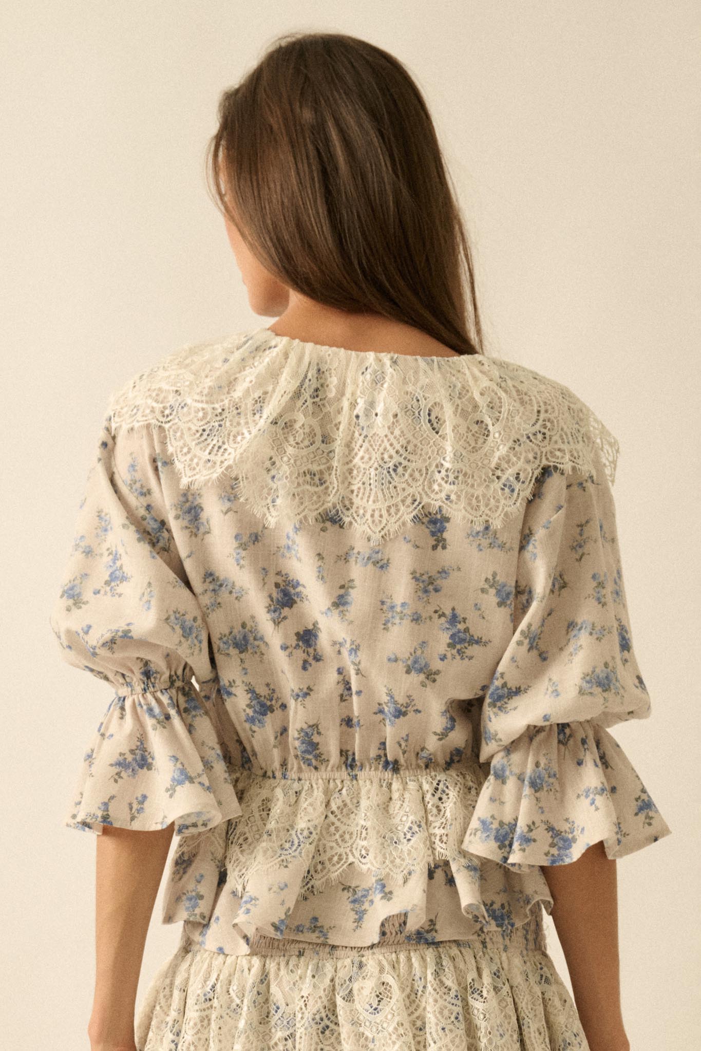 True Beauty Floral Puff-Sleeve Ruffle Peplum Top - ShopPromesa