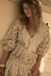 True Beauty Floral Puff-Sleeve Ruffle Peplum Top - ShopPromesa