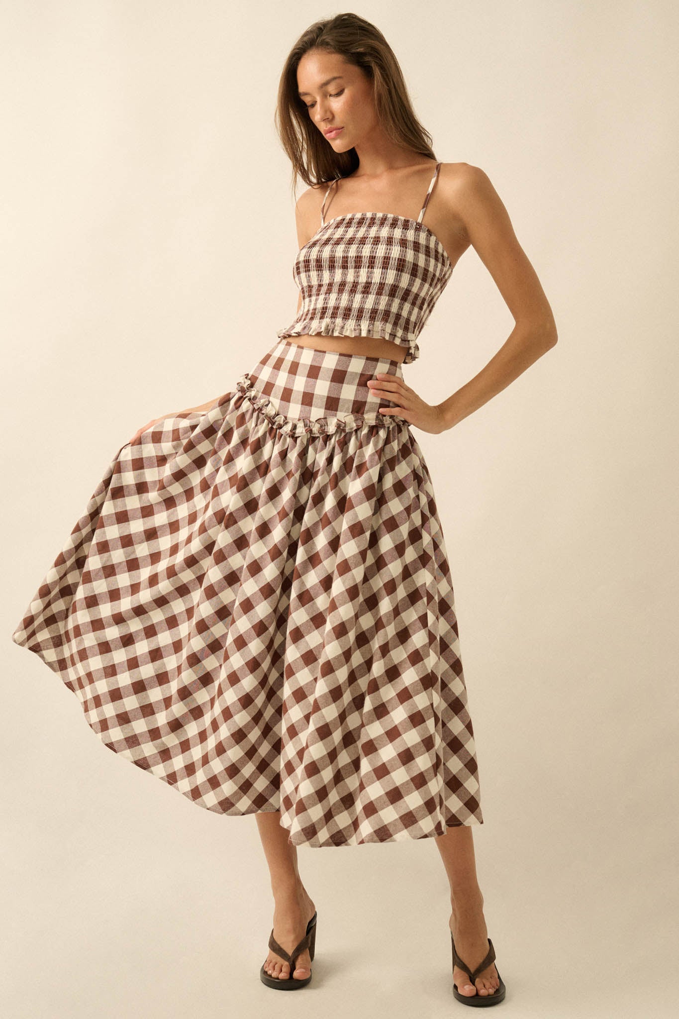 Sweet Surprise Gingham Plaid Smocked Cami Top - ShopPromesa