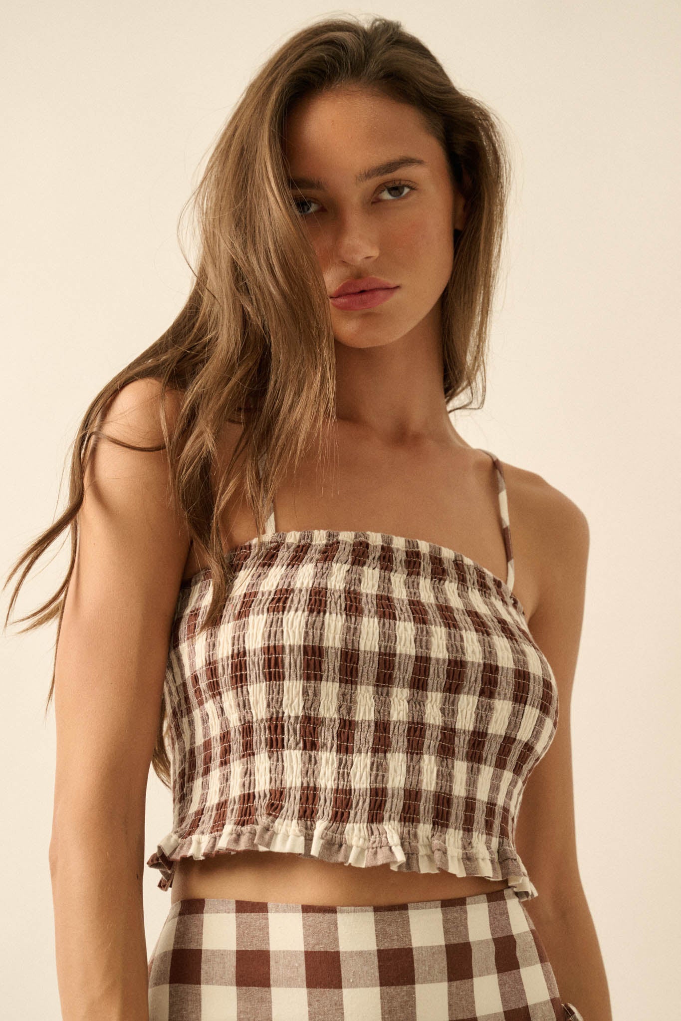 Sweet Surprise Gingham Plaid Smocked Cami Top - ShopPromesa