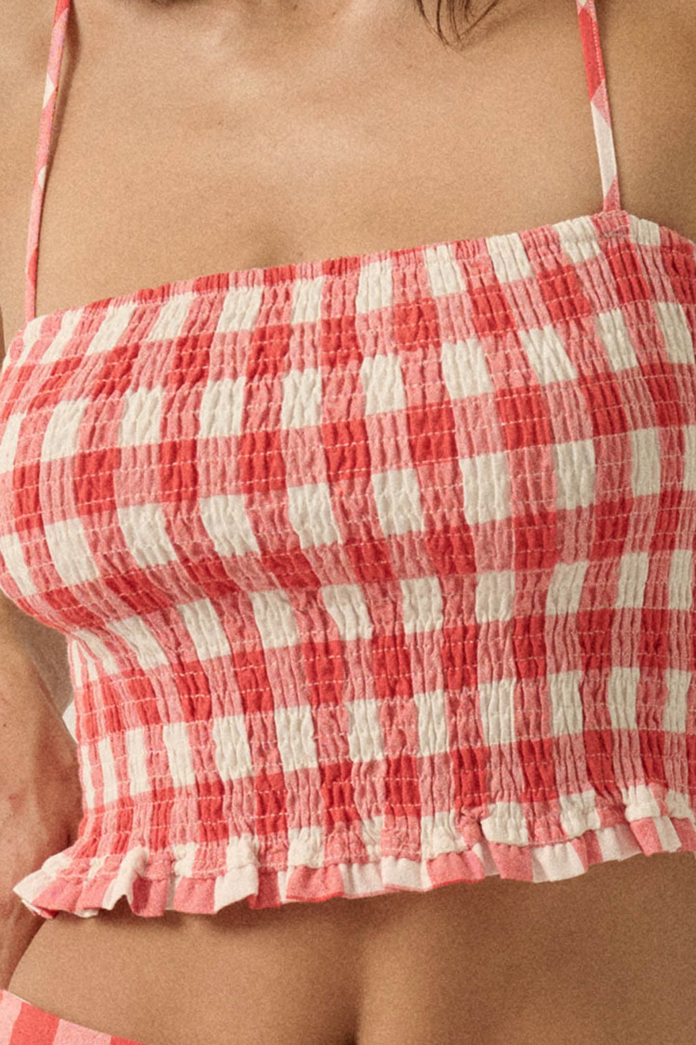 Sweet Surprise Gingham Plaid Smocked Cami Top - ShopPromesa