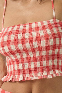 Sweet Surprise Gingham Plaid Smocked Cami Top - ShopPromesa