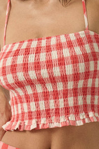 Sweet Surprise Gingham Plaid Smocked Cami Top - ShopPromesa