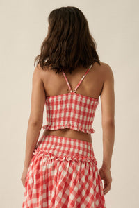 Sweet Surprise Gingham Plaid Smocked Cami Top - ShopPromesa