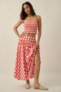 Sweet Surprise Gingham Plaid Smocked Cami Top - ShopPromesa