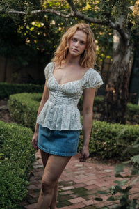 On the Dot Polka Dot Satin Puff-Sleeve Peplum Top - ShopPromesa