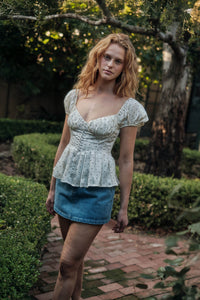 On the Dot Polka Dot Satin Puff-Sleeve Peplum Top - ShopPromesa