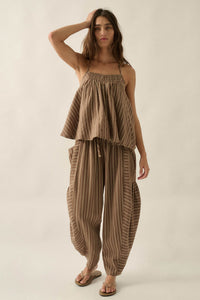 Coast Line Striped Cotton A-Line Halter Top - ShopPromesa
