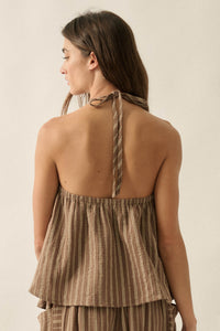Coast Line Striped Cotton A-Line Halter Top - ShopPromesa
