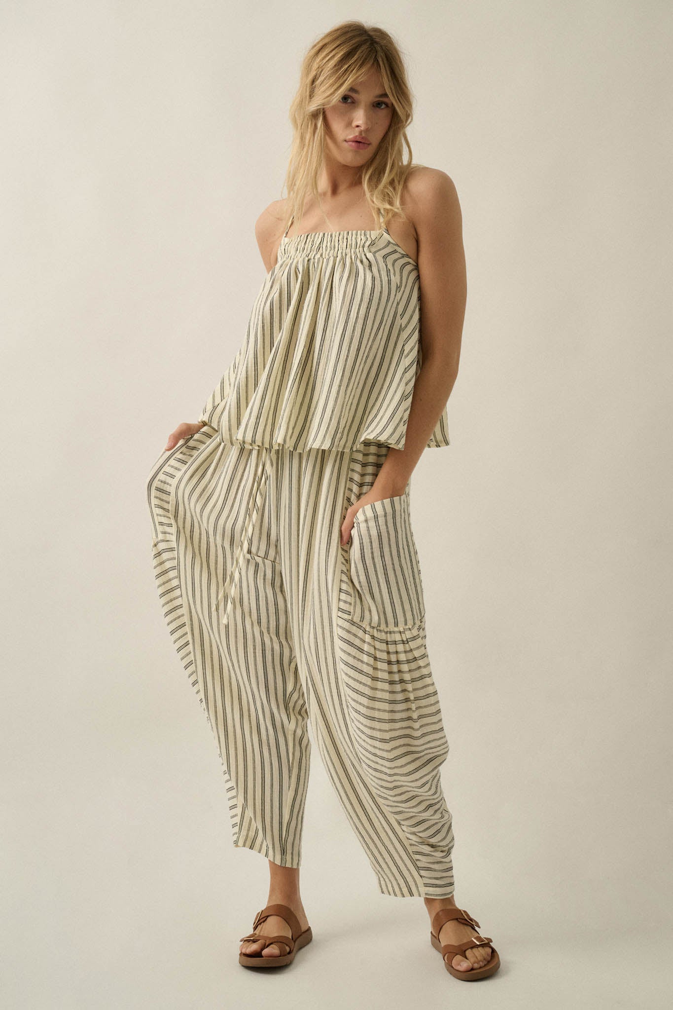 Coast Line Striped Cotton A-Line Halter Top - ShopPromesa