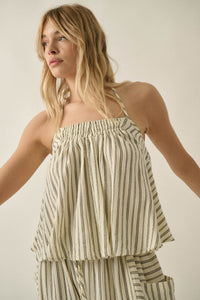 Coast Line Striped Cotton A-Line Halter Top - ShopPromesa