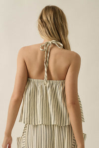 Coast Line Striped Cotton A-Line Halter Top - ShopPromesa