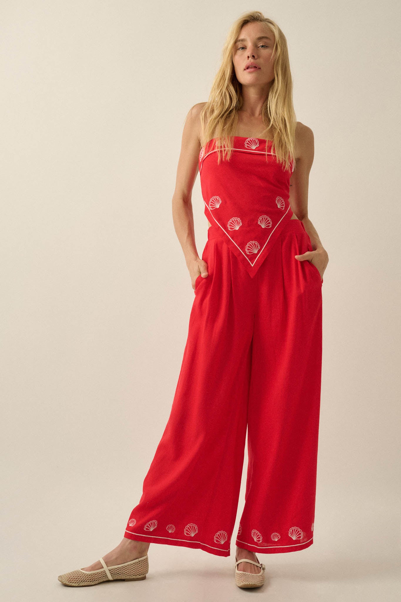 Shore Thing Sell-Embroidered Strapless Bandana Top - ShopPromesa