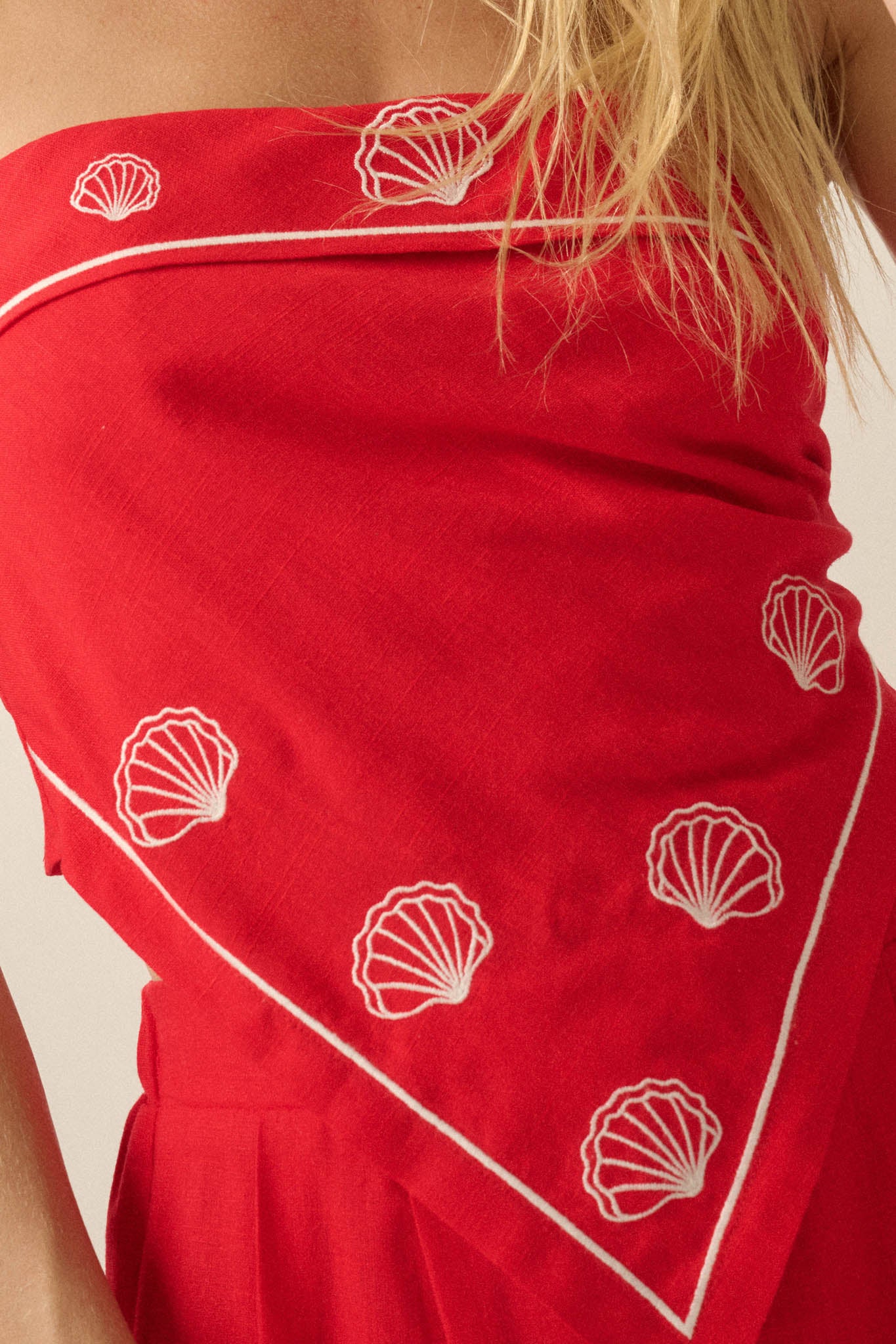 Shore Thing Sell-Embroidered Strapless Bandana Top - ShopPromesa