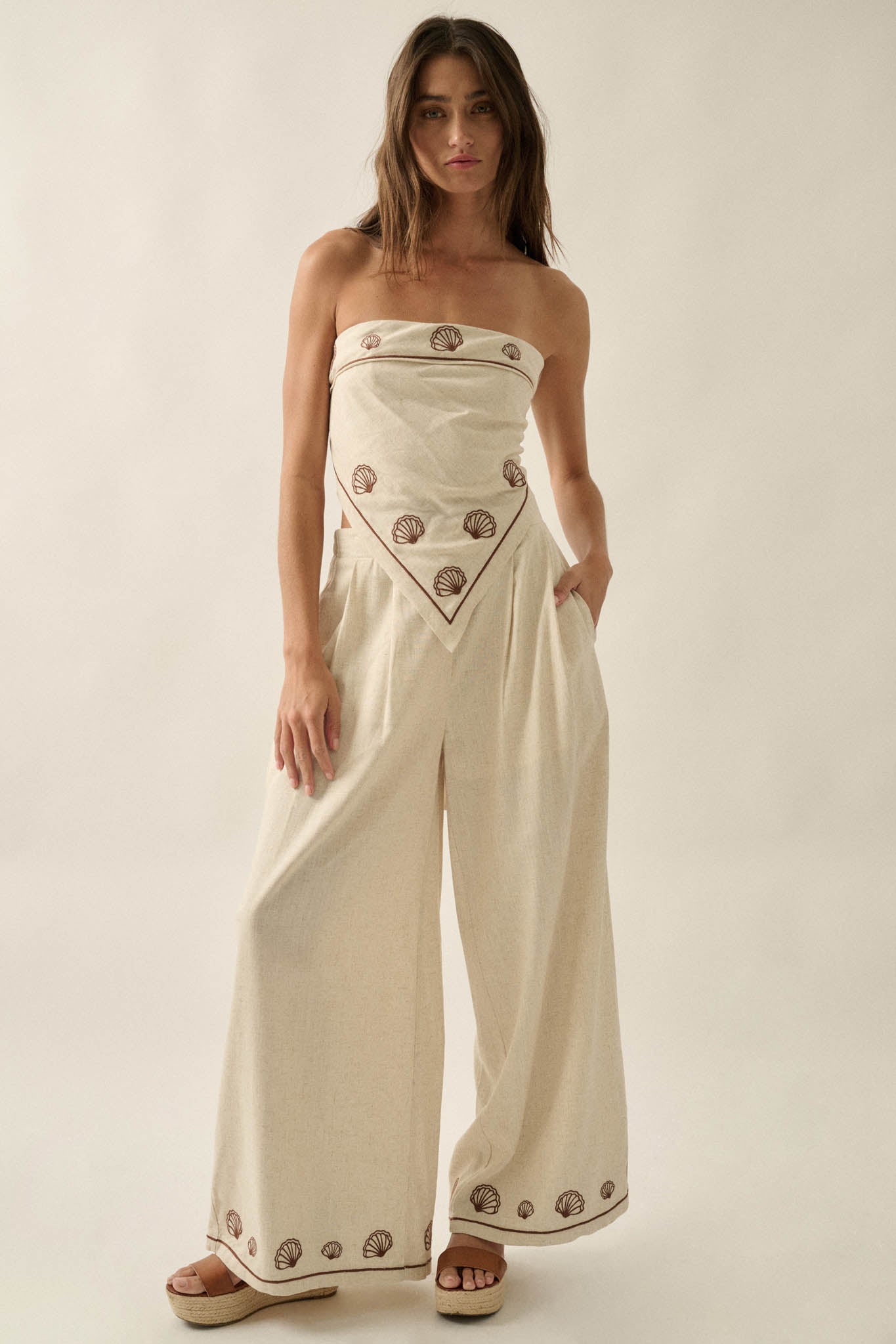 Shore Thing Sell-Embroidered Strapless Bandana Top - ShopPromesa