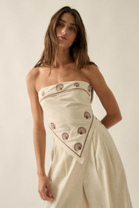 Shore Thing Sell-Embroidered Strapless Bandana Top - ShopPromesa