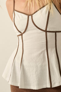 Breathe Easy Cotton Piping-Trim Peplum Cami Top - ShopPromesa