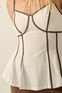 Breathe Easy Cotton Piping-Trim Peplum Cami Top - ShopPromesa
