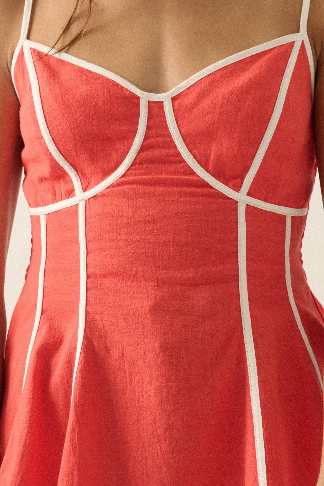 Breathe Easy Cotton Piping-Trim Peplum Cami Top - ShopPromesa