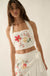 Fresh Flowers Embroidered Cotton Cropped Halter Top - ShopPromesa