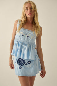 Petal Party Floral-Embroidered Babydoll Tank Top - ShopPromesa