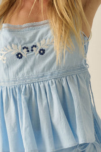 Petal Party Floral-Embroidered Babydoll Tank Top - ShopPromesa
